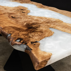 Big Leaf Maple Live Edge River Table Close Up