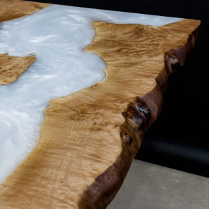 Custom Big Leaf Maple Live Edge River Hardwood Table with Epoxy