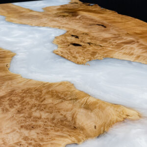 Big Leaf Maple Live Edge River Table with Custom White Epoxy