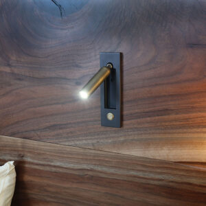Custom Black Walnut Bed Lights on Headboard