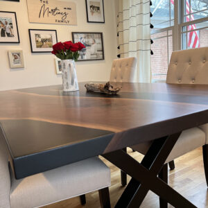 Custom Black Walnut Live Edge River Dining Table 008 - Up Close