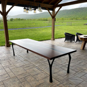 Black Walnut River Dining Table with Black Epoxy