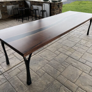 Black Walnut River Dining Table with Black Epoxy
