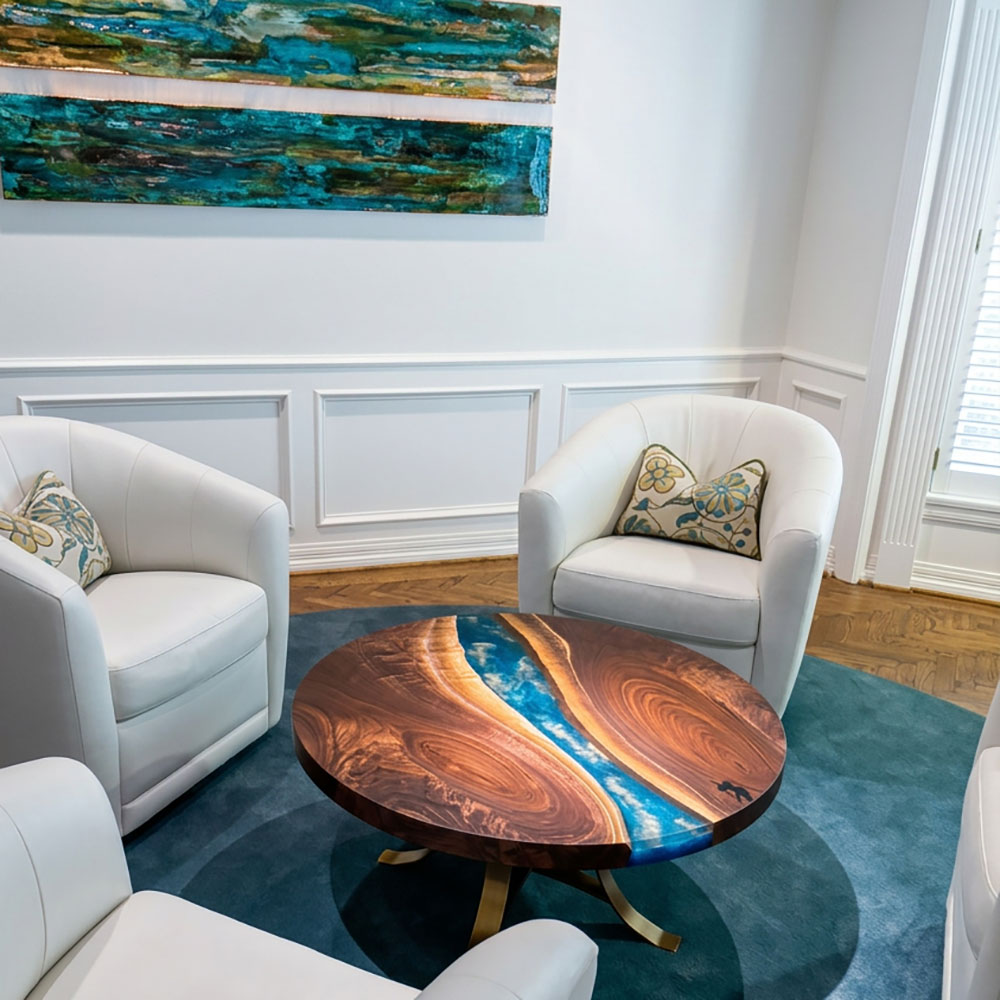 Custom Round Black Walnut Coffee Table Furniture