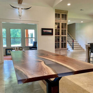 Custom Designed Black Walnut Epoxy River Dining Table Furniture - 003