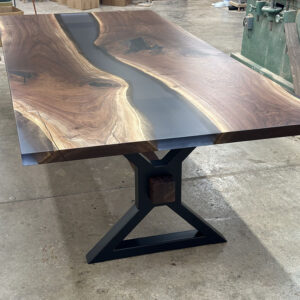 Custom Designed Black Walnut Epoxy River Dining Table Furniture - 003