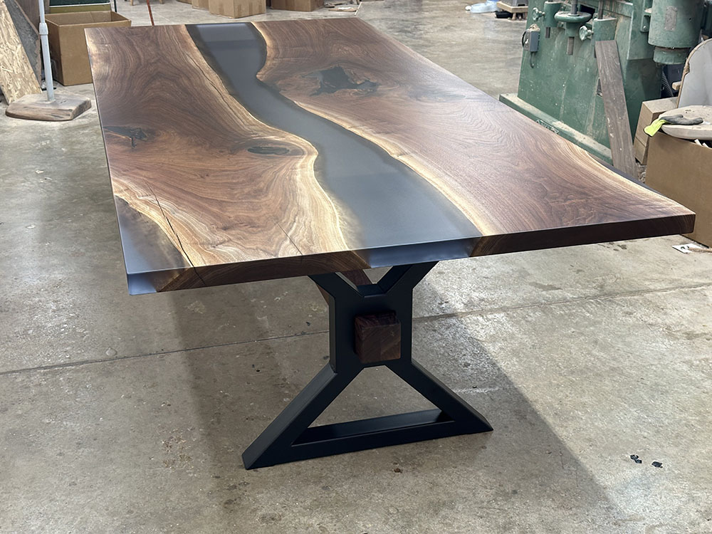 Custom Designed Black Walnut Epoxy River Dining Table Furniture - 003