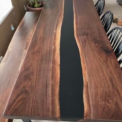 Custom Live Edge River Table and bench