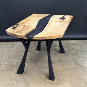 Custom Figured Maple River Dining Table with Live Edge