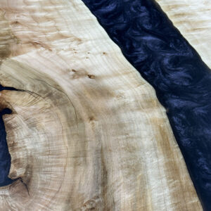 Custom Figured Maple River Dining Table Details with Epoxy