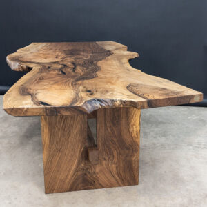 Custom Bastonge English Walnut Solid Wood Live Edge Dining Table