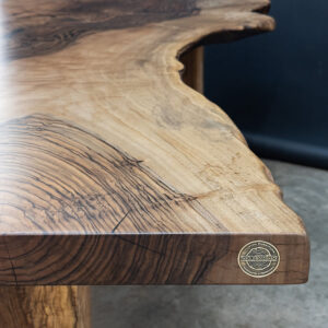 Custom Bastonge English Walnut Solid Wood Live Edge Dining Table - Close Up
