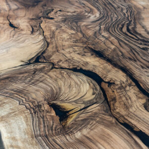 Custom Bastonge English Walnut Solid Live Edge Dining Table - Grain Detail