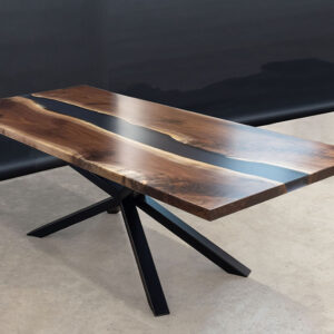 Custom Designed Black Walnut Epoxy River Dining Table