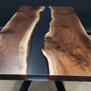 Custom Black Walnut Epoxy River Dining Table