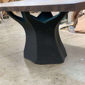 Custom Black Walnut Live Edge River Dining Table with Namu Base 010 - Side View