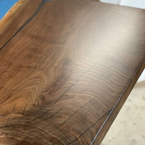 Custom Black Walnut Live Edge River Dining Table with Namu Base 010 - Close Up
