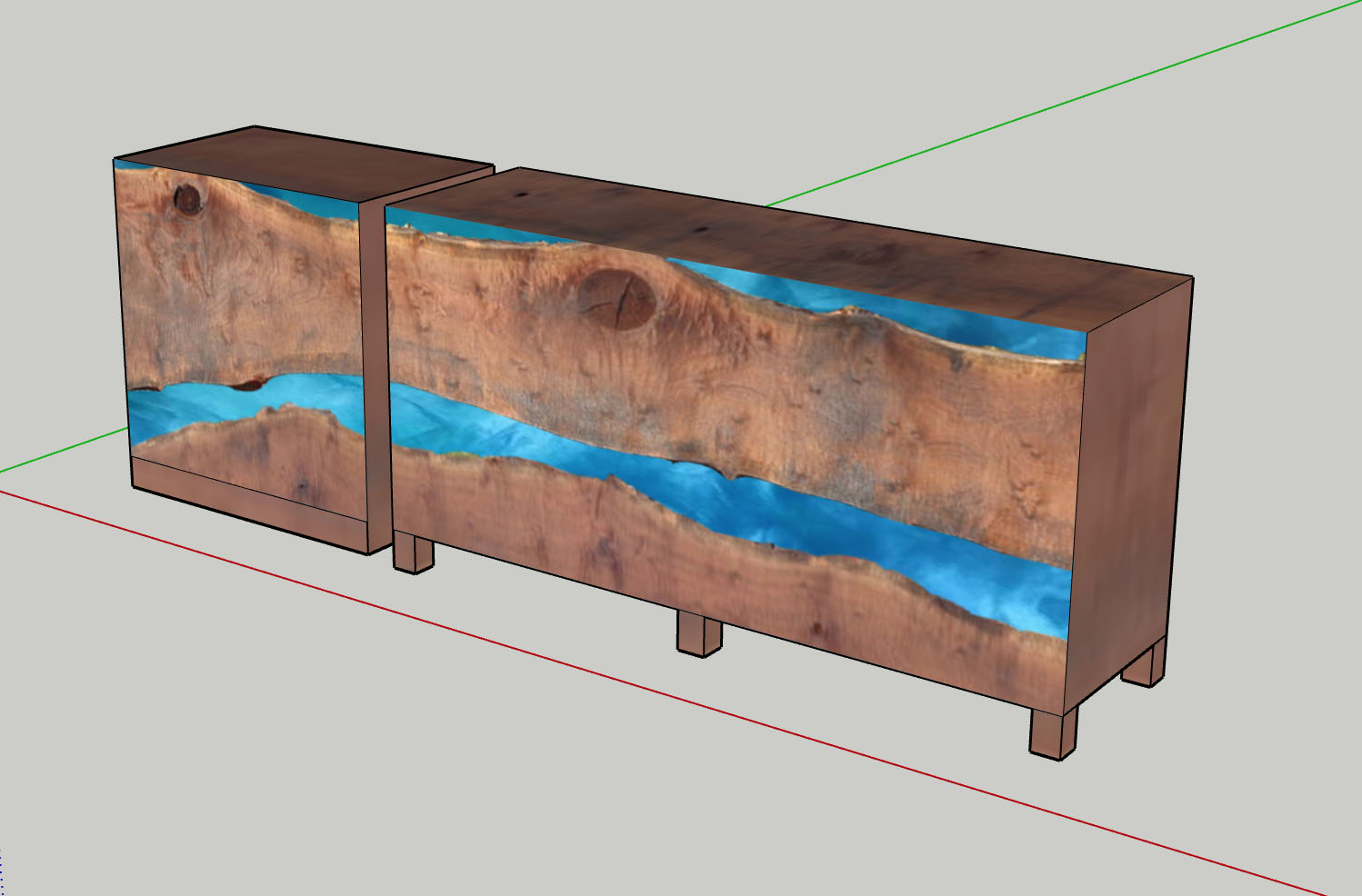 Custom Live Edge Credenza 3D Mockup Design