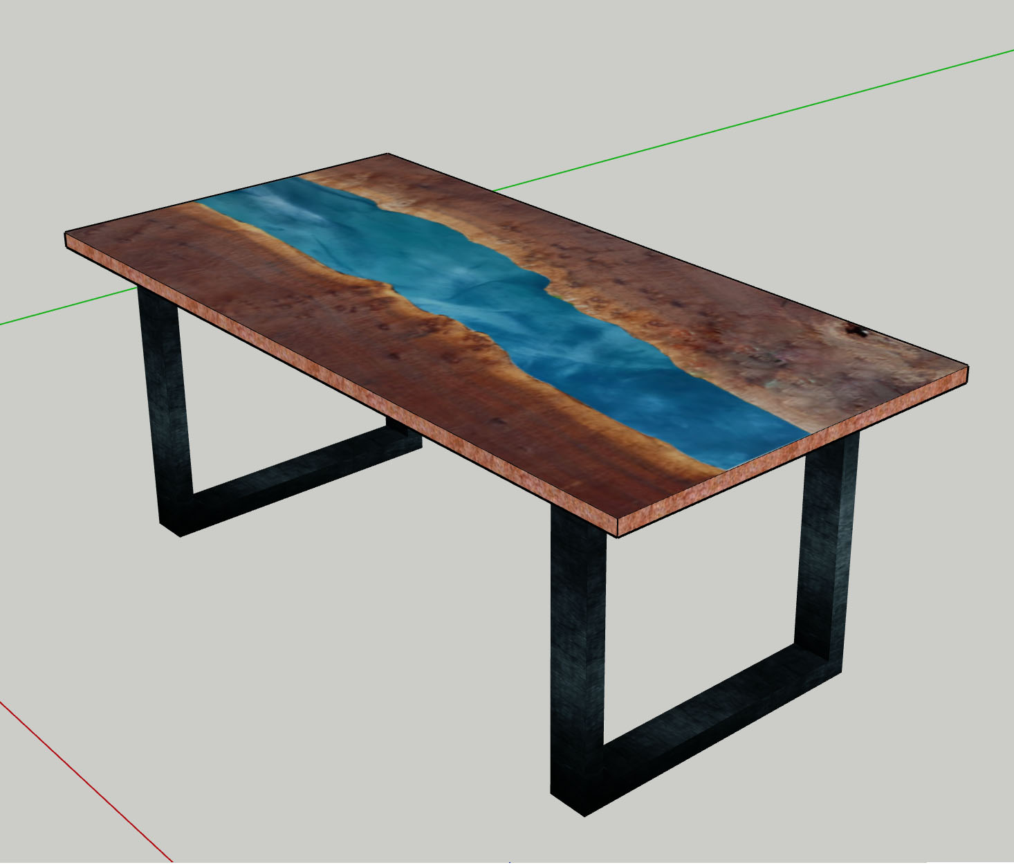 Custom Live Edge Desk 3D Mockup Design with River Epoxy