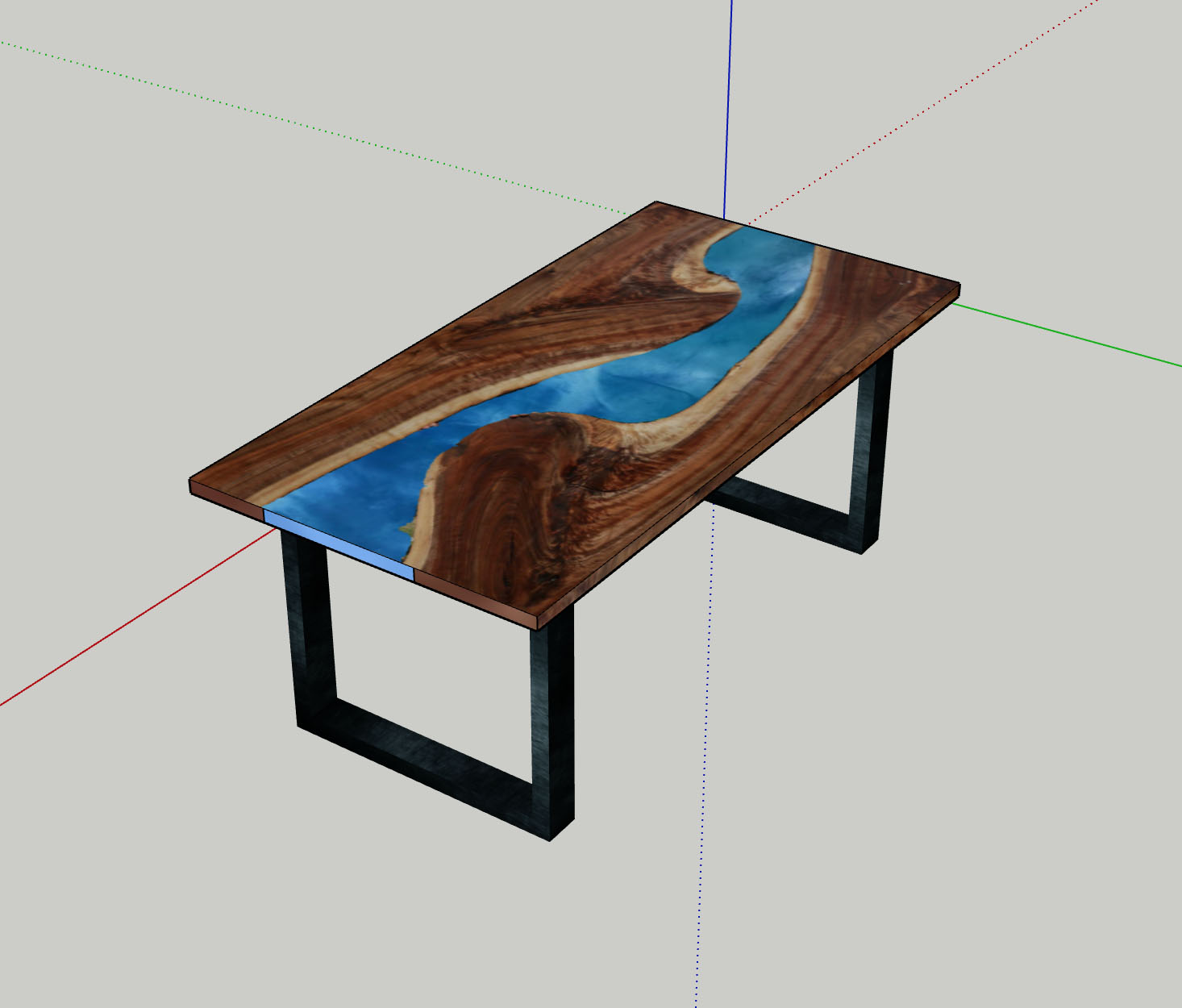 Custom Live Edge Desk 3D Mockup Design with River Epoxy