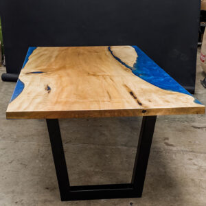 Custom Designed Maple cast slab Dining Table with Trapezoid & waterfall legs - 017