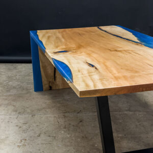 Custom Designed Maple cast slab Dining Table with Trapezoid leg - 017