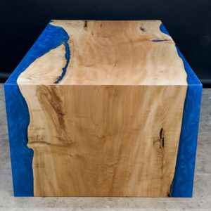 Custom Maple cast slab Dining Table with Trapezoid & waterfall legs - 017