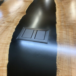 Custom Big Leaf Maple Live Edge Conference Table with black epoxy - 025 - Power Pop Ups