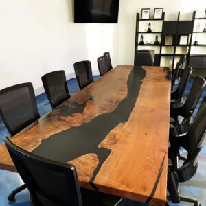 Custom Big Leaf Maple Live Edge Conference Table with black epoxy - 025 - Modern or Executive Office