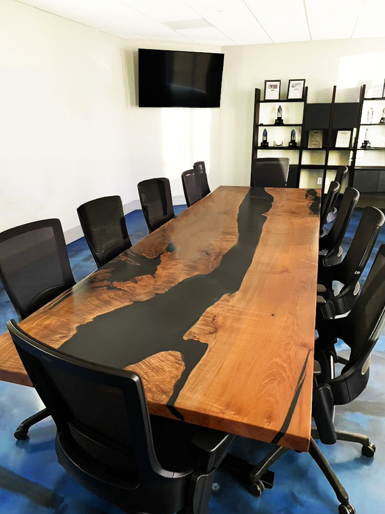 Custom Big Leaf Maple Live Edge Conference Table with black epoxy - 025 - Modern or Executive Office