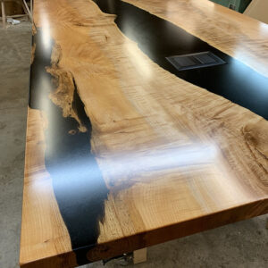 Custom Big Leaf Maple Live Edge Conference Table with black epoxy - 025 - Modern or Executive Office