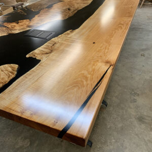 Custom Big Leaf Maple Live Edge Conference Table with black epoxy - 025 - Side View