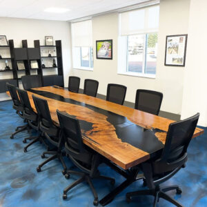 Custom Big Leaf Maple Live Edge Conference Table with black epoxy - 025 - Modern or Executive Office