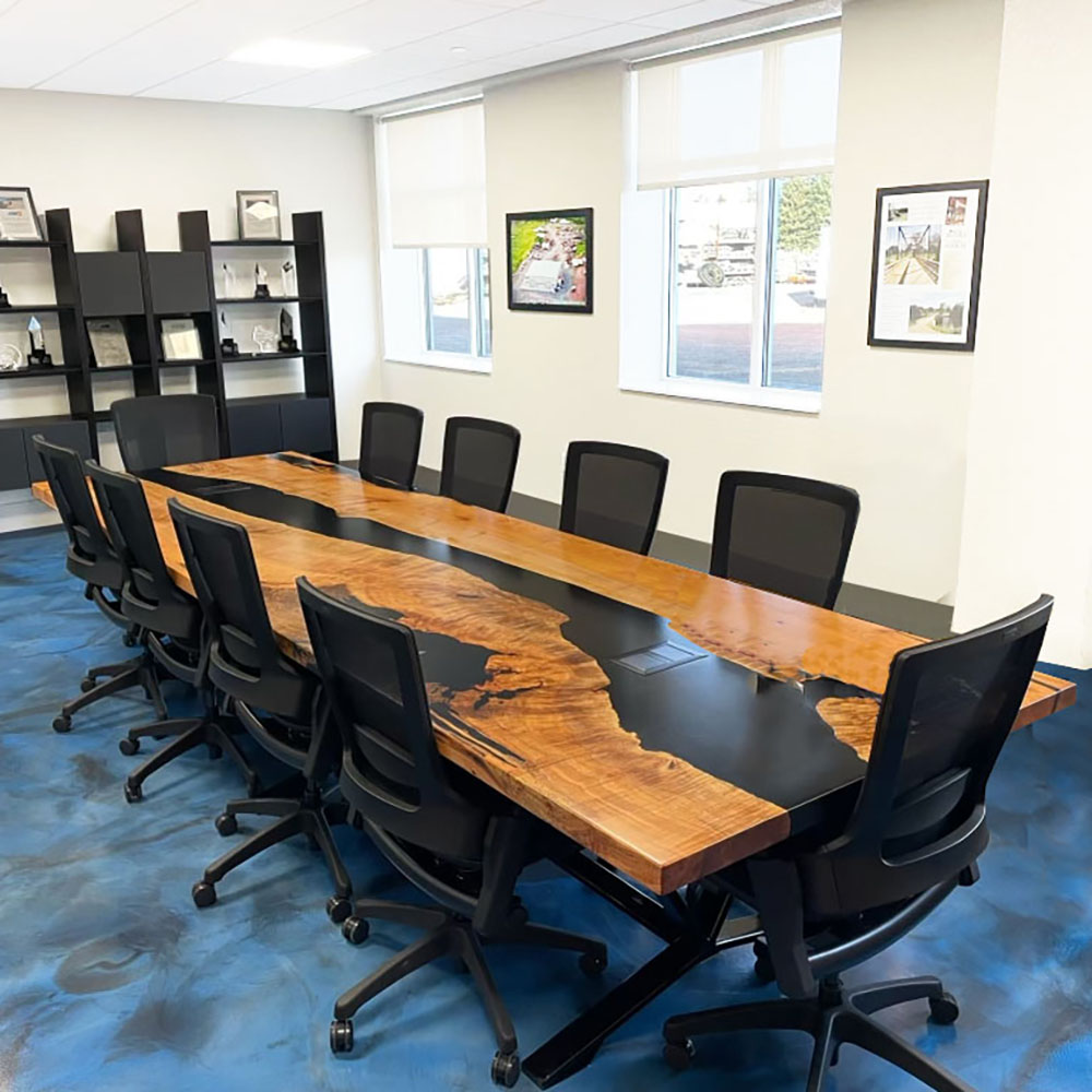 Custom Big Leaf Maple Live Edge Conference Table with black epoxy - 025 - Modern or Executive Office