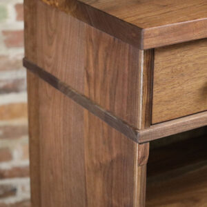 Custom Handcrafted Black Walnut Solid Wood Cabinet with Open-Shelf - 064 - Up Close