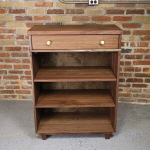 Custom Handcrafted Black Walnut Solid Wood Cabinet with Open-Shelf - 064