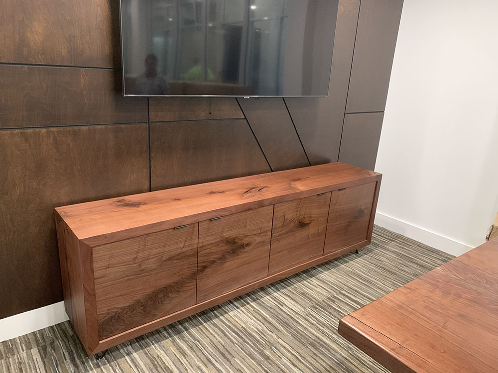 Custom Contemporary Solid Black Walnut Wood Credenza