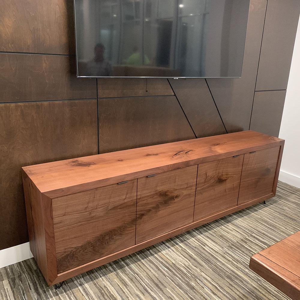 Custom Contemporary Solid Black Walnut Wood Credenza