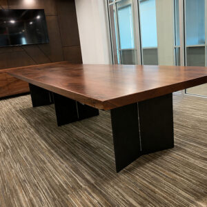 Custom Black Walnut River Traditional Conference Table with Bent V Steel Base - 031