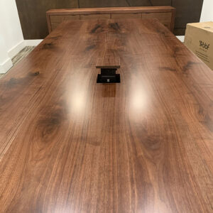 Custom Black Walnut River Traditional Conference Table with Bent V Steel Base - 031