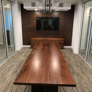 Custom Black Walnut River Traditional Conference Table with Bent V Steel Base - 031