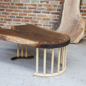 Custom Handcrafted Black Walnut Colonnade Coffee Table with Maple Wood Base - 059