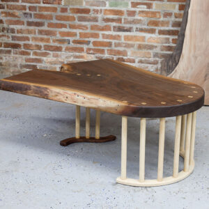 Custom Handcrafted Black Walnut Colonnade Coffee Table with Maple Wood Base - 059