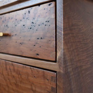 Custom Handcrafted Figured Black Walnut Solid Wood Contemporary Dresser - 065 - Detail
