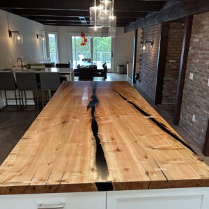 Custom Figured Maple Kitchen Island with Built-In Cabinet Base - 068