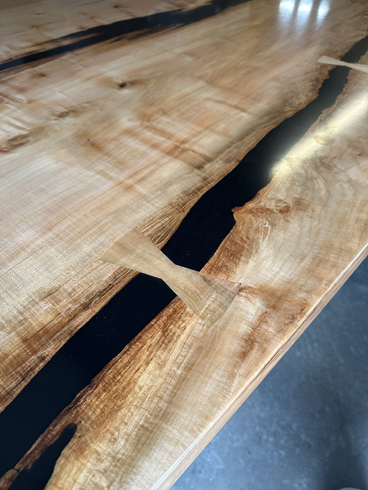 Custom Figured Maple Kitchen Island with Built-In Cabinet Base - 068