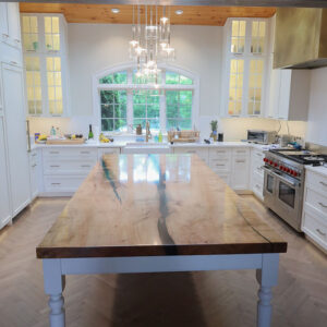 Custom Figured Maple Kitchen Island with Built-In Cabinet Base - 068