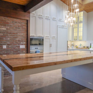 Custom Figured Maple Kitchen Island with Built-In Cabinet Base - 068