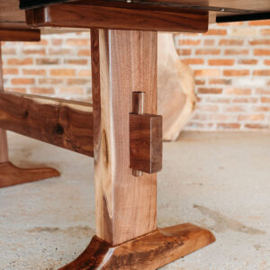 Custom Handcrafted Oregon Black Walnut Live Edge Dining Table with Walnut Trestle Base (U-Leg Wood) - 050