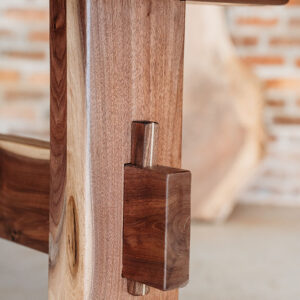 Custom Handcrafted Oregon Black Walnut Live Edge Dining Table with Walnut Trestle Base (U-Leg Wood) - 050